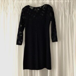 Long-sleeved Black Dress, Partly sheer at top